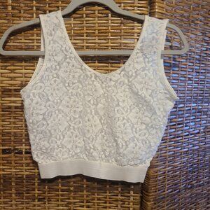 Vintage Nylon Lace Bralette Ivory Stretch Lace SZ 3X USA Made